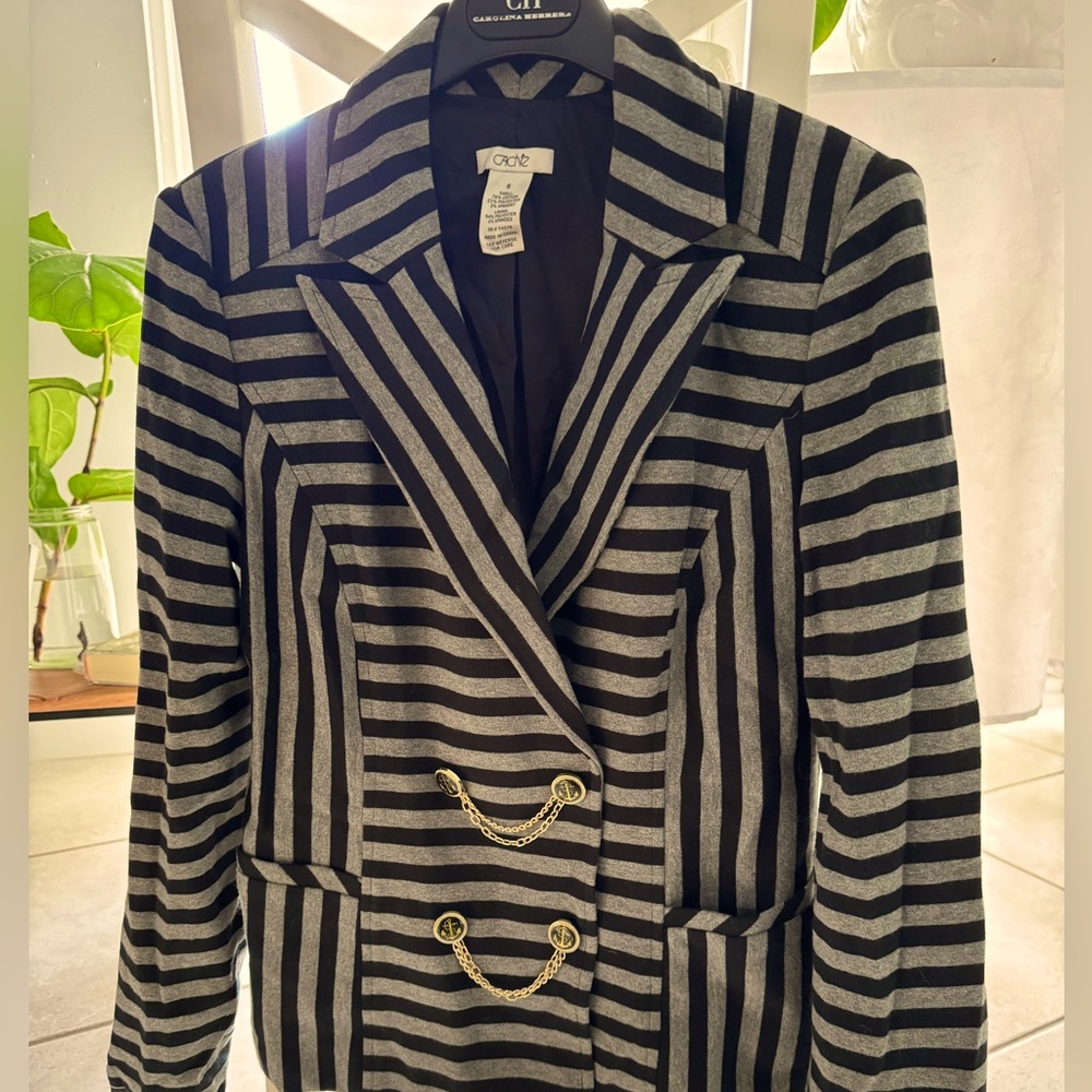 Caché brand stripe black & Grey Jacket 🧥, size M